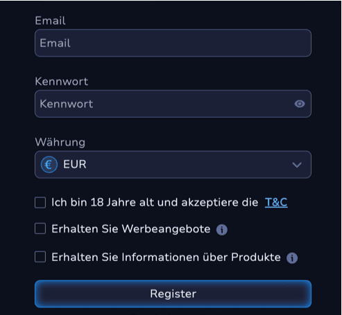 Registration at 7Bit casino